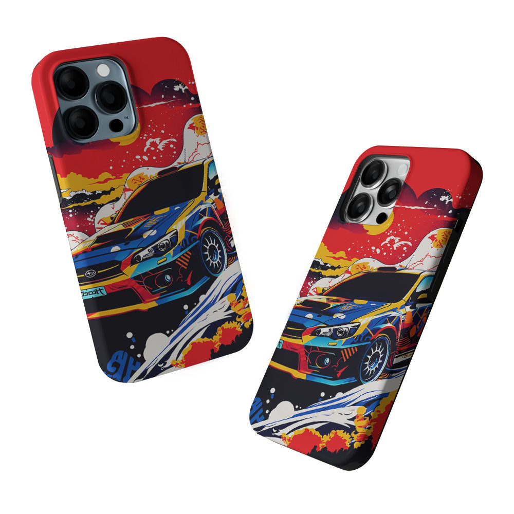 Japanese Retro Car Sunset 2 in 1 Tough Phone Case