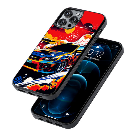 Japanese Retro Car Sunset 2D Rubber Phone Case