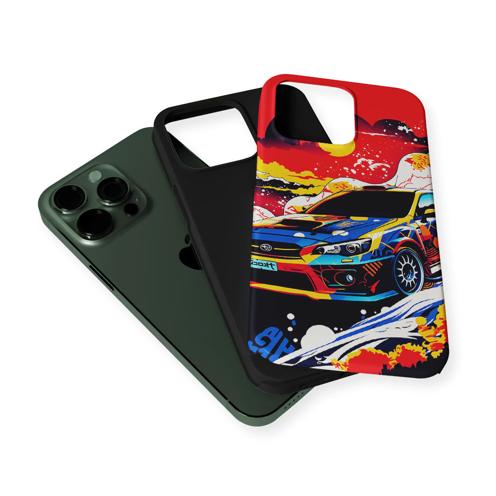 Japanese Retro Car Sunset 2 in 1 Tough Phone Case