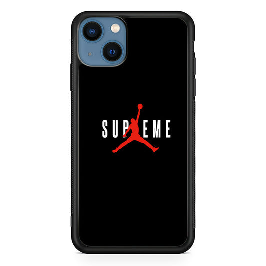 Jordan X Supreme Black Background iPhone 15 Plus Case-Rubber Black (2D Case)-Oxvistore
