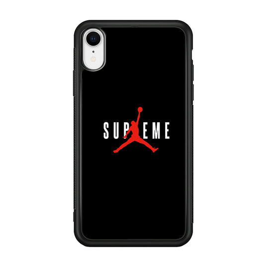 Jordan X Supreme Black Background iPhone XR Case-Rubber Black (2D Case)-Oxvistore