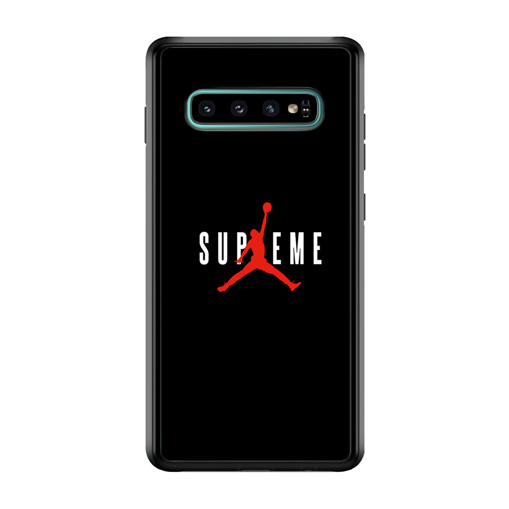 Jordan X Supreme Black Background Samsung Galaxy S10 Plus Case-Rubber Black (2D Case)-Oxvistore