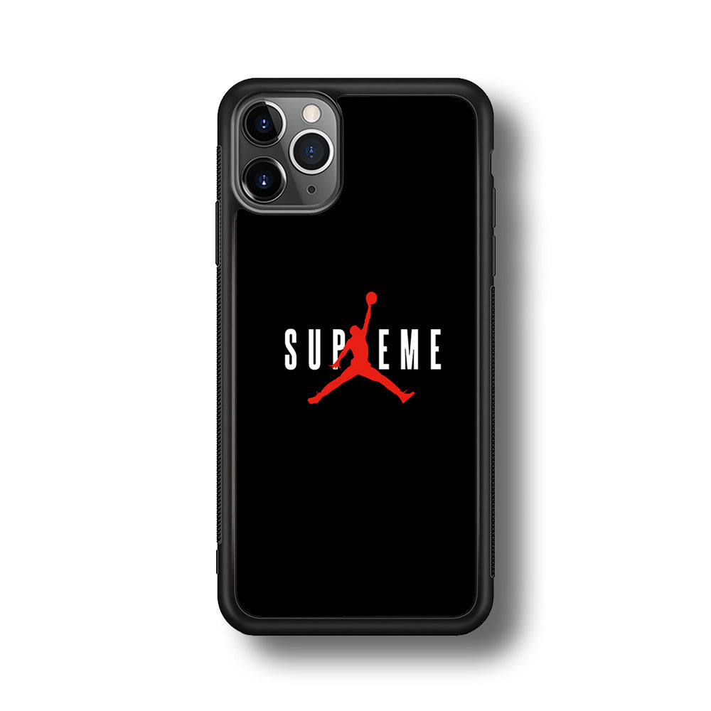 Jordan X Supreme Black Background iPhone 11 Pro Case-Rubber Black (2D Case)-Oxvistore