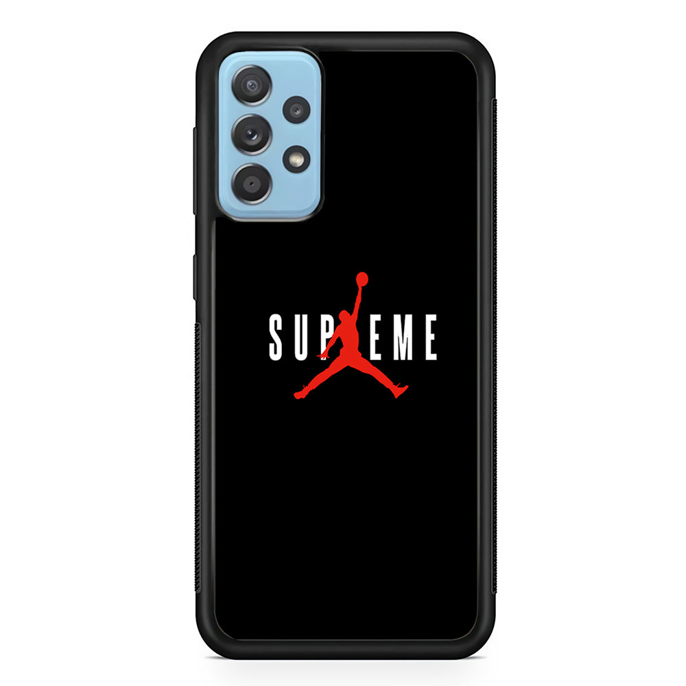 Jordan X Supreme Black Background Samsung Galaxy A52 Case-Rubber Black (2D Case)-Oxvistore