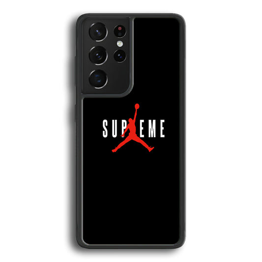 Jordan X Supreme Black Background Samsung Galaxy S24 Ultra Case-Rubber Black (2D Case)-Oxvistore