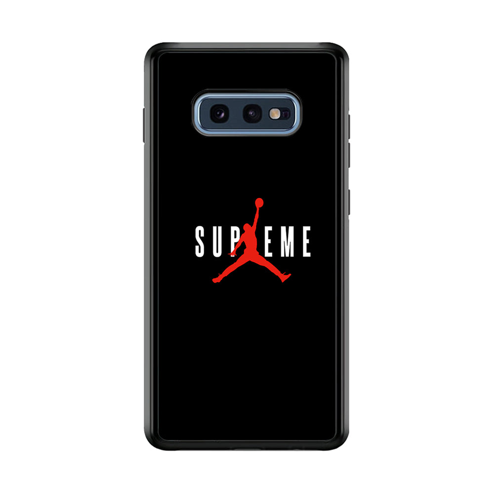 Jordan X Supreme Black Background Samsung Galaxy S10E Case-Rubber Black (2D Case)-Oxvistore
