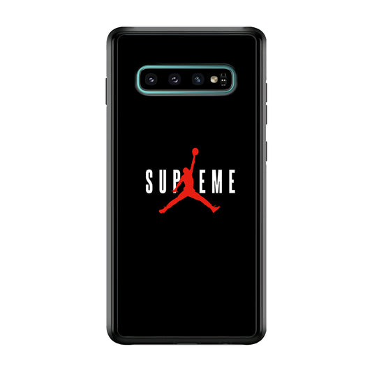Jordan X Supreme Black Background Samsung Galaxy S10 Case-Rubber Black (2D Case)-Oxvistore