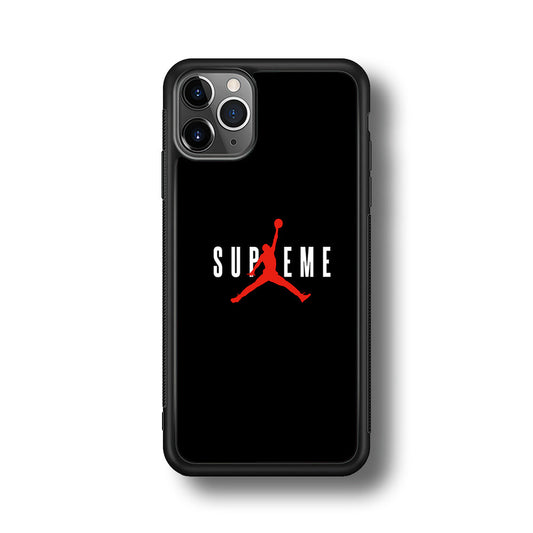 Jordan X Supreme Black Background iPhone 11 Pro Max Case-Rubber Black (2D Case)-Oxvistore