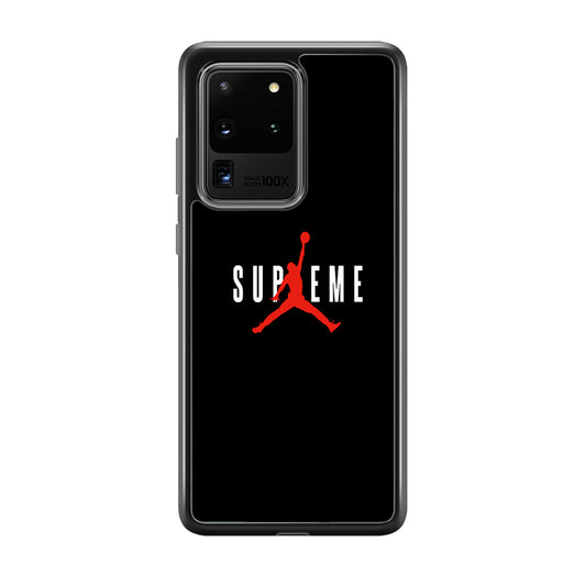 Jordan X Supreme Black Background Samsung Galaxy S20 Ultra Case-Rubber Black (2D Case)-Oxvistore