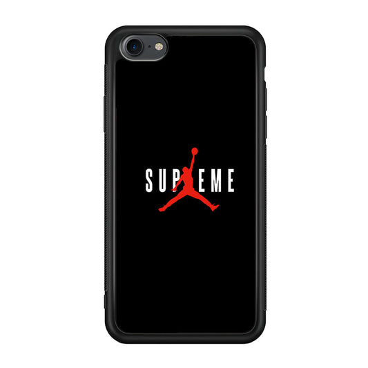 Jordan X Supreme Black Background iPhone 8 Case-Rubber Black (2D Case)-Oxvistore