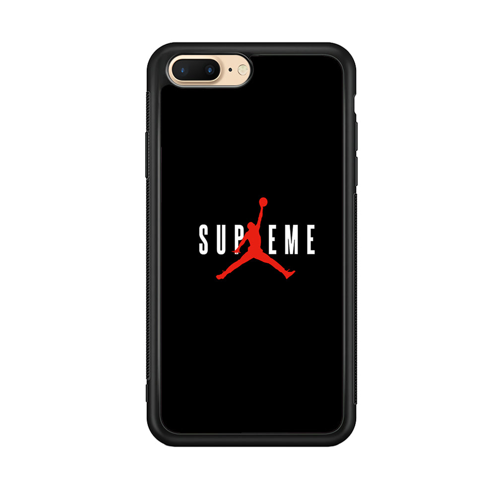 Jordan X Supreme Black Background iPhone 8 Plus Case-Rubber Black (2D Case)-Oxvistore