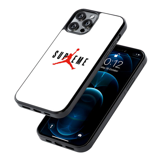 Jordan X Supreme White Background 2D Rubber Phone Case-Oxvistore