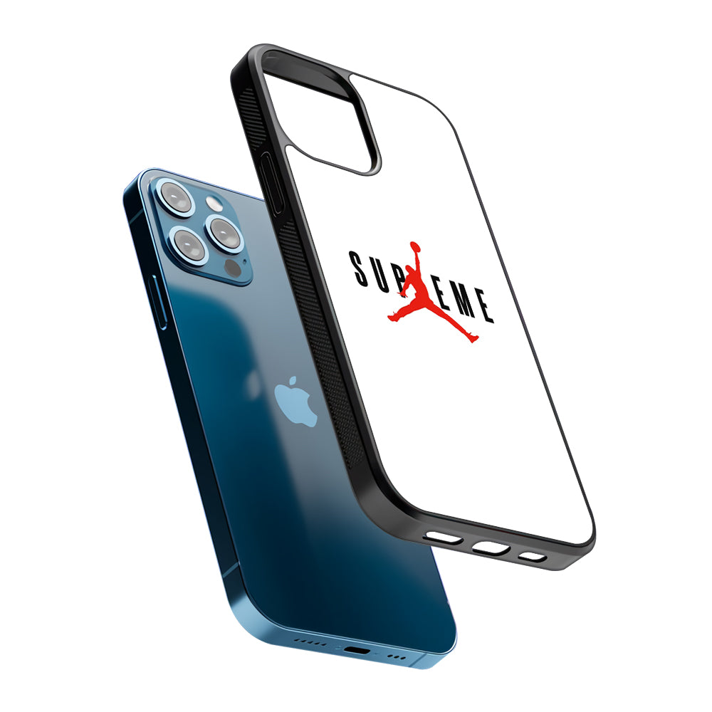 Jordan X Supreme White Background 2D Rubber Phone Case-Oxvistore