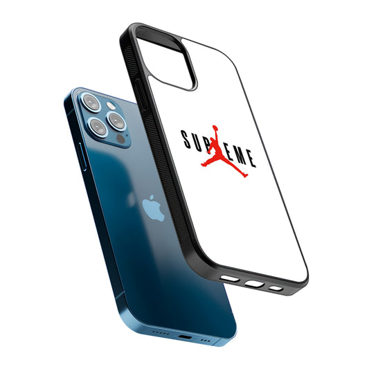 Jordan X Supreme White Background 2D Rubber Phone Case-Oxvistore
