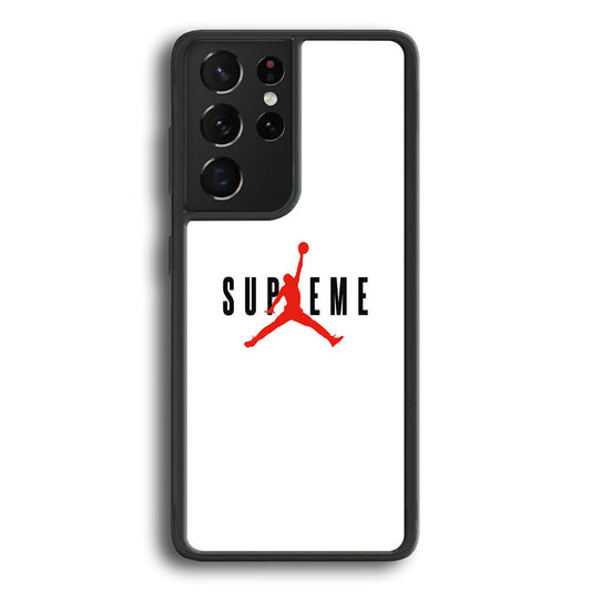 Jordan X Supreme White Background Samsung Galaxy S24 Ultra Case-Rubber Black (2D Case)-Oxvistore