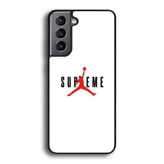 Jordan X Supreme White Background Samsung Galaxy S23 Case-Rubber Black (2D Case)-Oxvistore