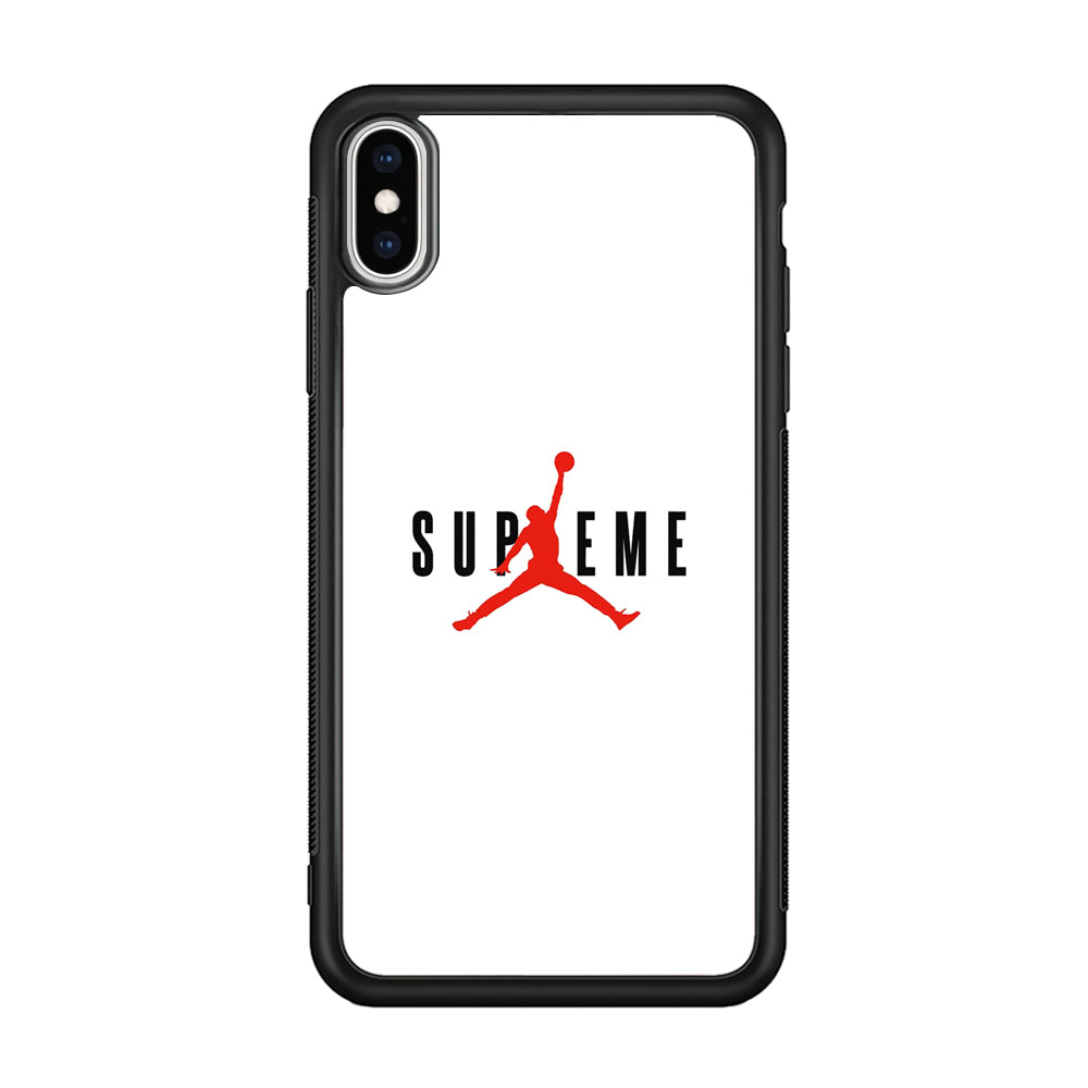 Jordan X Supreme White Background iPhone X Case-Rubber Black (2D Case)-Oxvistore