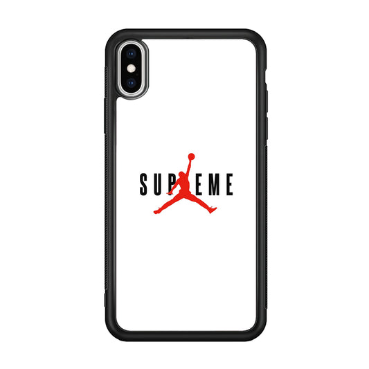 Jordan X Supreme White Background iPhone X Case-Rubber Black (2D Case)-Oxvistore
