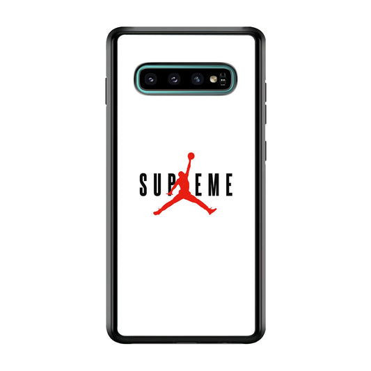 Jordan X Supreme White Background Samsung Galaxy S10 Plus Case-Rubber Black (2D Case)-Oxvistore
