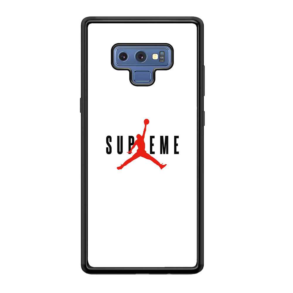 Jordan X Supreme White Background Samsung Galaxy Note 9 Case-Rubber Black (2D Case)-Oxvistore