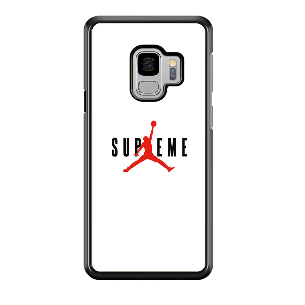 Jordan X Supreme White Background Samsung Galaxy S9 Case-Rubber Black (2D Case)-Oxvistore