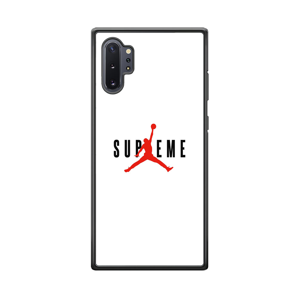 Jordan X Supreme White Background Samsung Galaxy Note 10 Plus Case-Rubber Black (2D Case)-Oxvistore