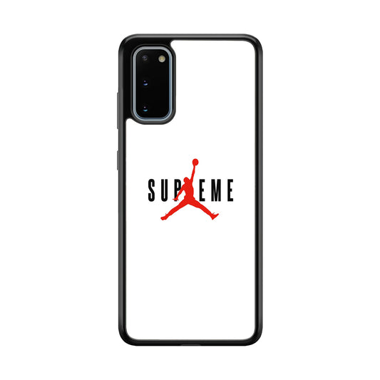 Jordan X Supreme White Background Samsung Galaxy S20 Case-Rubber Black (2D Case)-Oxvistore