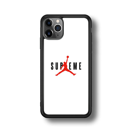 Jordan X Supreme White Background iPhone 11 Pro Max Case-Rubber Black (2D Case)-Oxvistore