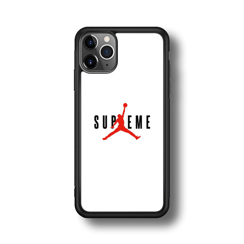 Jordan X Supreme White Background iPhone 11 Pro Case-Rubber Black (2D Case)-Oxvistore