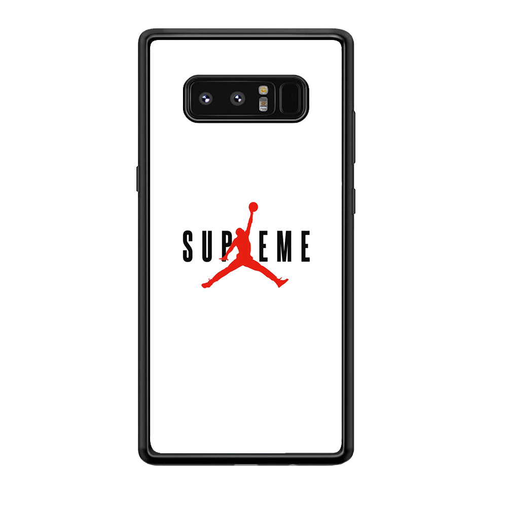 Jordan X Supreme White Background Samsung Galaxy Note 8 Case-Rubber Black (2D Case)-Oxvistore