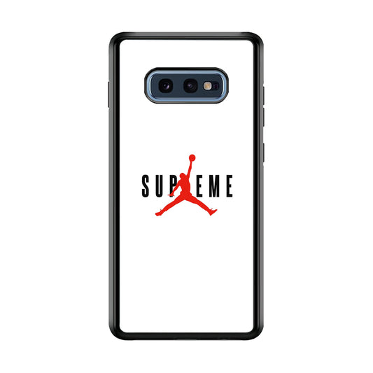 Jordan X Supreme White Background Samsung Galaxy S10E Case-Rubber Black (2D Case)-Oxvistore