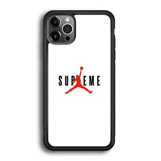 Jordan X Supreme White Background iPhone 12 Pro Max Case-Rubber Black (2D Case)-Oxvistore