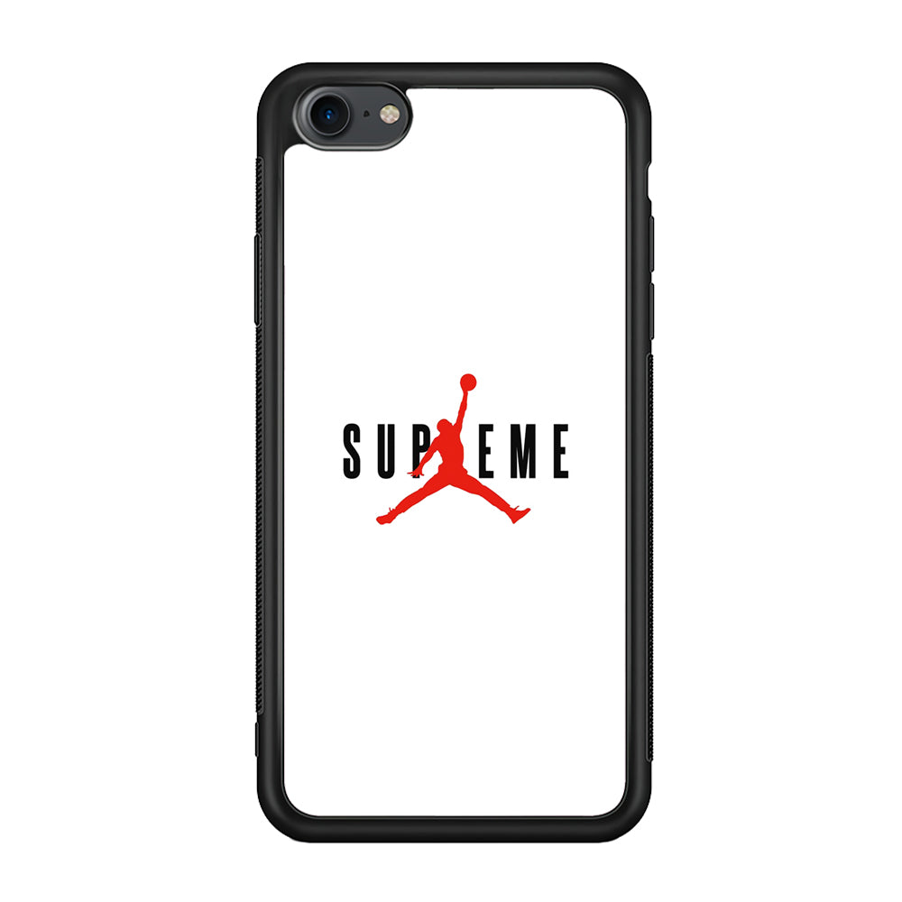 Jordan X Supreme White Background iPhone 7 Case-Rubber Black (2D Case)-Oxvistore