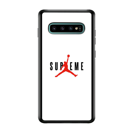 Jordan X Supreme White Background Samsung Galaxy S10 Case-Rubber Black (2D Case)-Oxvistore