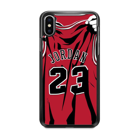 Jordan Jersey 23 iPhone XS MAX Case-Rubber Black (2D Case)-Oxvistore