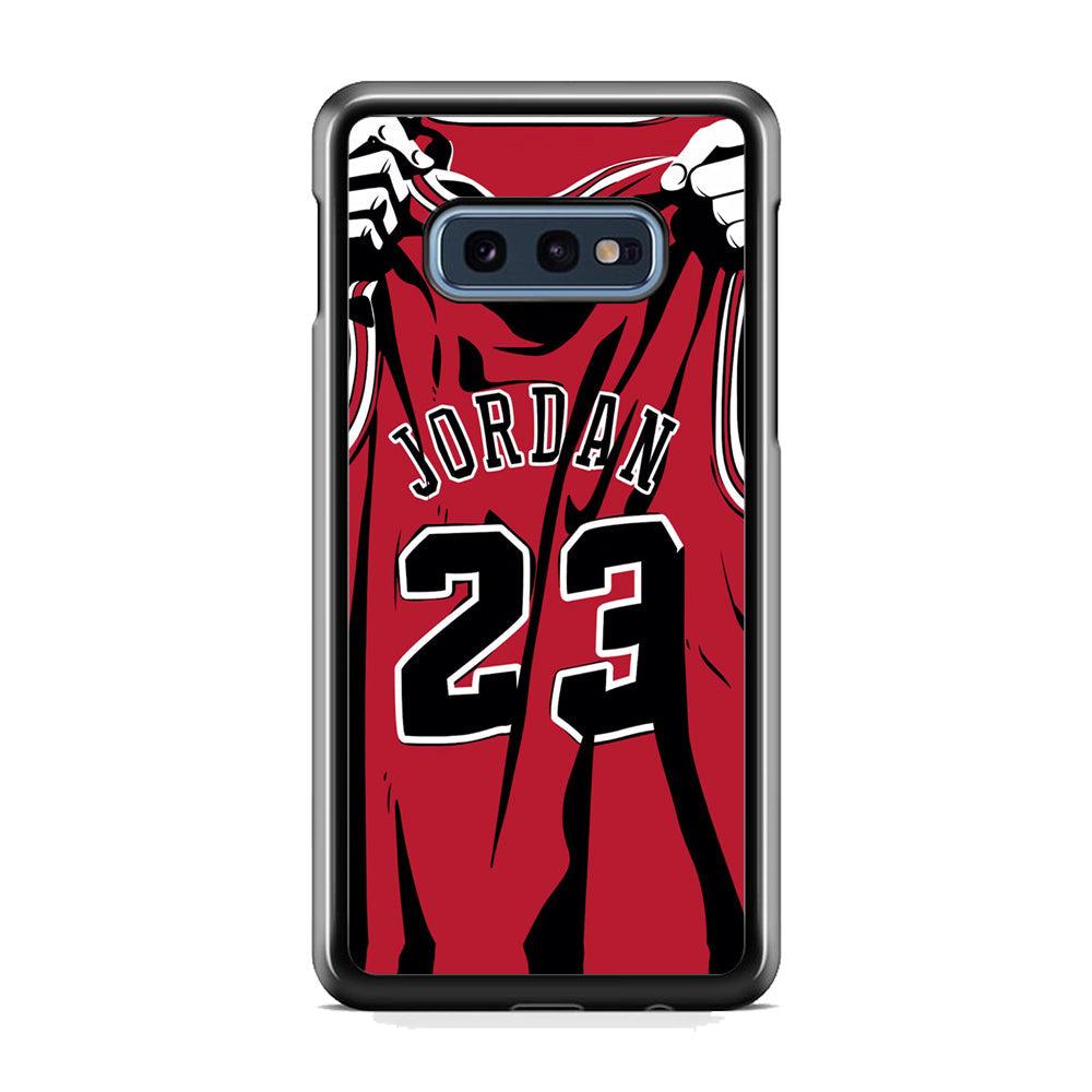 Jordan Jersey 23 Samsung Galaxy S10E Case-Rubber Black (2D Case)-Oxvistore