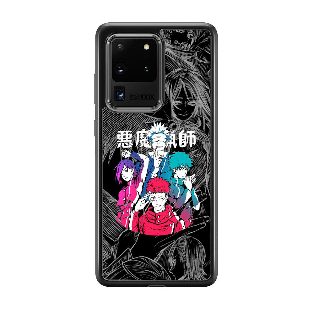 Jujutsu Kaisen Coloring Friendship Samsung Galaxy S20 Ultra Case-Rubber Black (2D Case)-Oxvistore