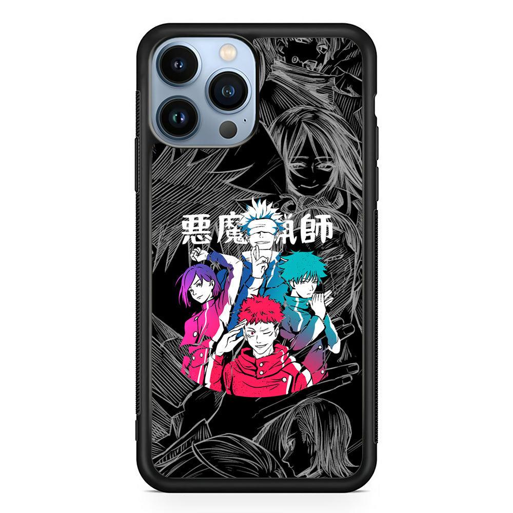 Jujutsu Kaisen Coloring Friendship iPhone 13 Pro Max Case-Rubber Black (2D Case)-Oxvistore