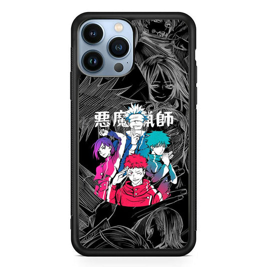 Jujutsu Kaisen Coloring Friendship iPhone 13 Pro Max Case-Rubber Black (2D Case)-Oxvistore