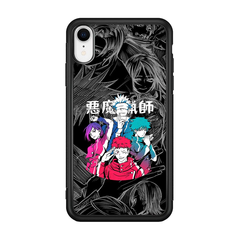 Jujutsu Kaisen Coloring Friendship iPhone XR Case-Rubber Black (2D Case)-Oxvistore