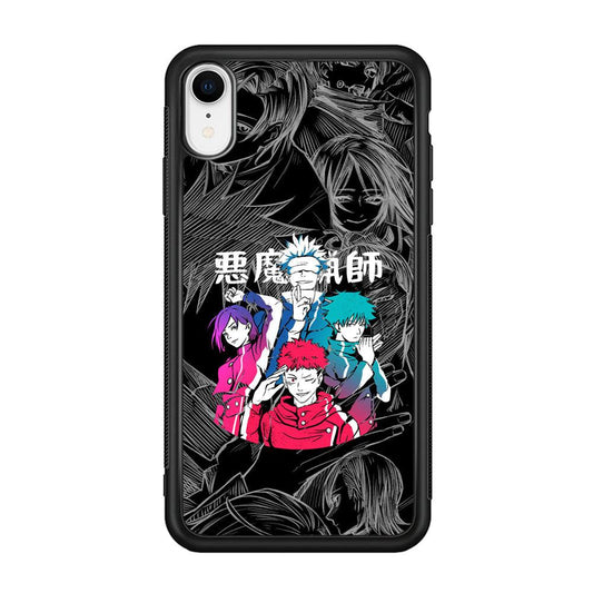 Jujutsu Kaisen Coloring Friendship iPhone XR Case-Rubber Black (2D Case)-Oxvistore