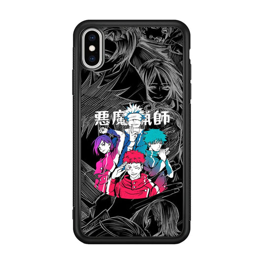 Jujutsu Kaisen Coloring Friendship iPhone Xs Max Case-Rubber Black (2D Case)-Oxvistore