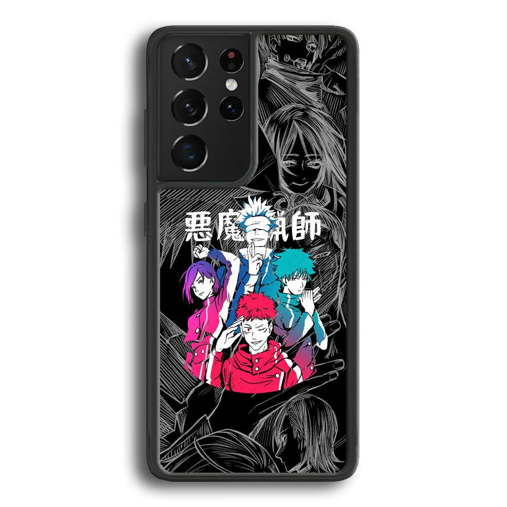 Jujutsu Kaisen Coloring Friendship Samsung Galaxy S24 Ultra Case-Rubber Black (2D Case)-Oxvistore