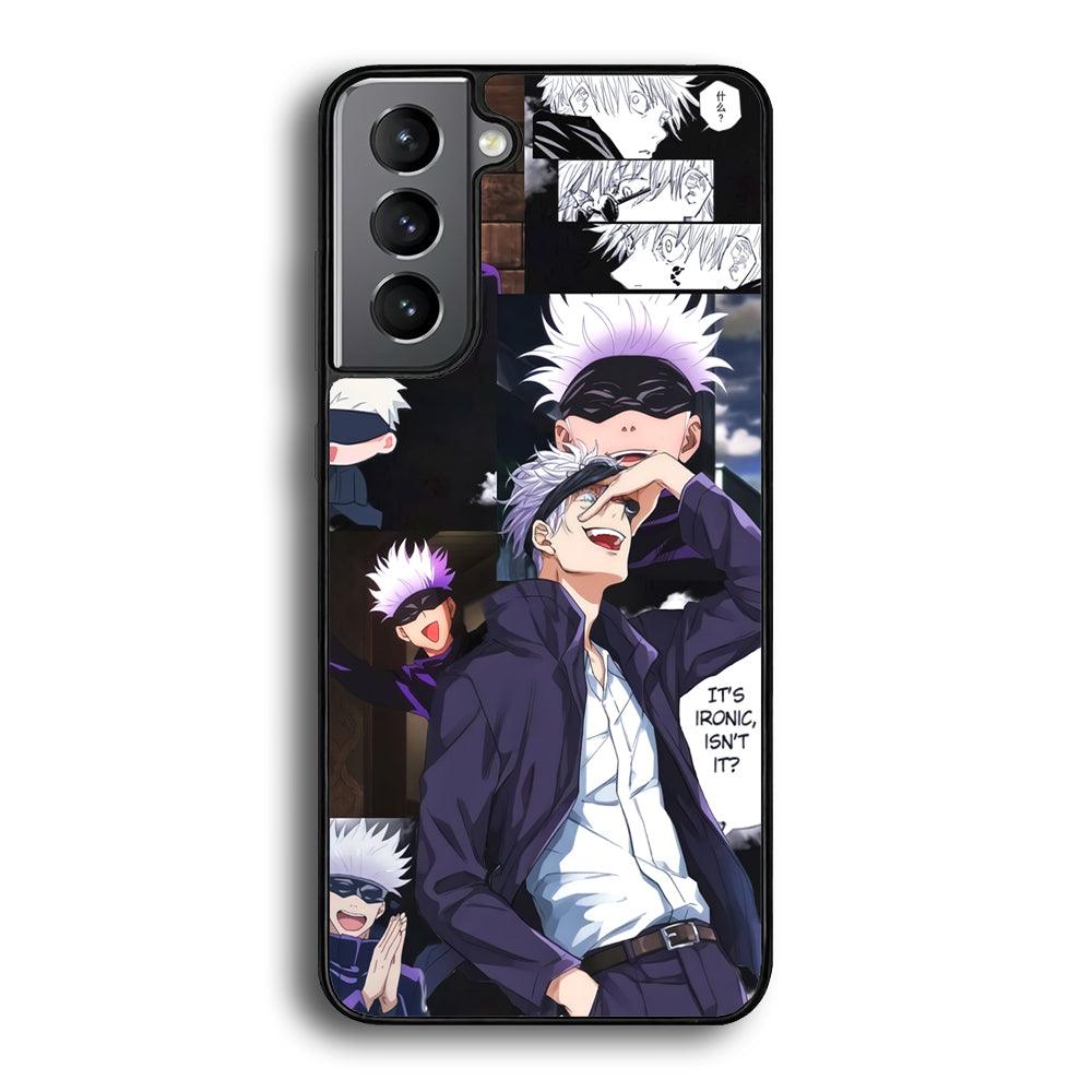Jujutsu Kaisen Gojo Thinks Ironic Samsung Galaxy S23 Plus Case-Rubber Black (2D Case)-Oxvistore