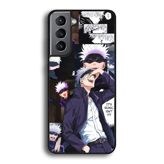 Jujutsu Kaisen Gojo Thinks Ironic Samsung Galaxy S23 Plus Case-Rubber Black (2D Case)-Oxvistore