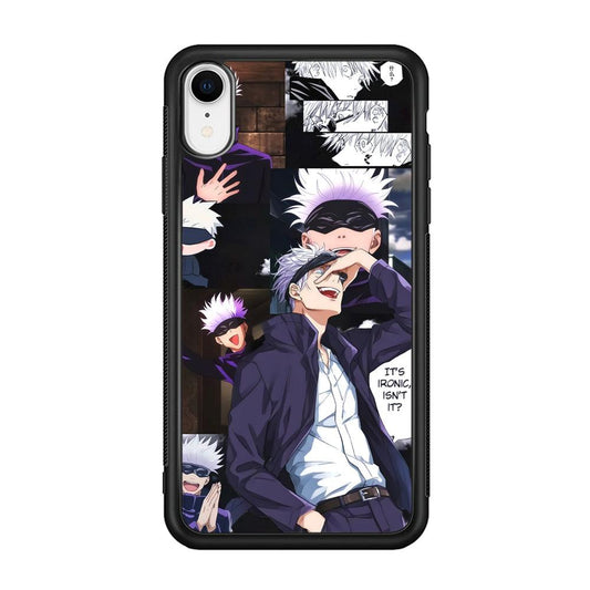 Jujutsu Kaisen Gojo Thinks Ironic iPhone XR Case-Rubber Black (2D Case)-Oxvistore