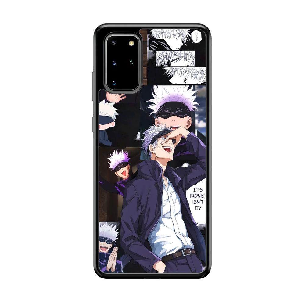 Jujutsu Kaisen Gojo Thinks Ironic Samsung Galaxy S20 Plus Case-Rubber Black (2D Case)-Oxvistore