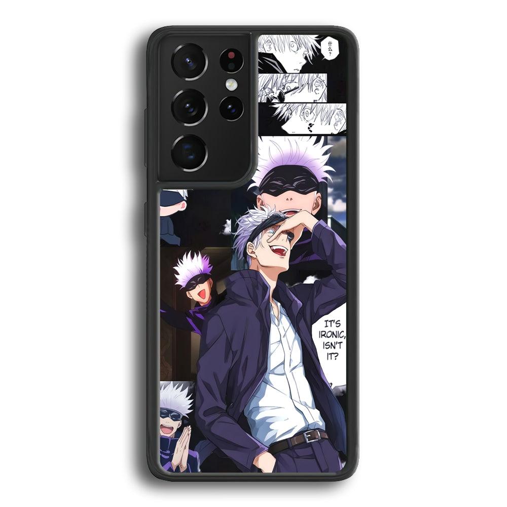 Jujutsu Kaisen Gojo Thinks Ironic Samsung Galaxy S23 Ultra Case-Rubber Black (2D Case)-Oxvistore