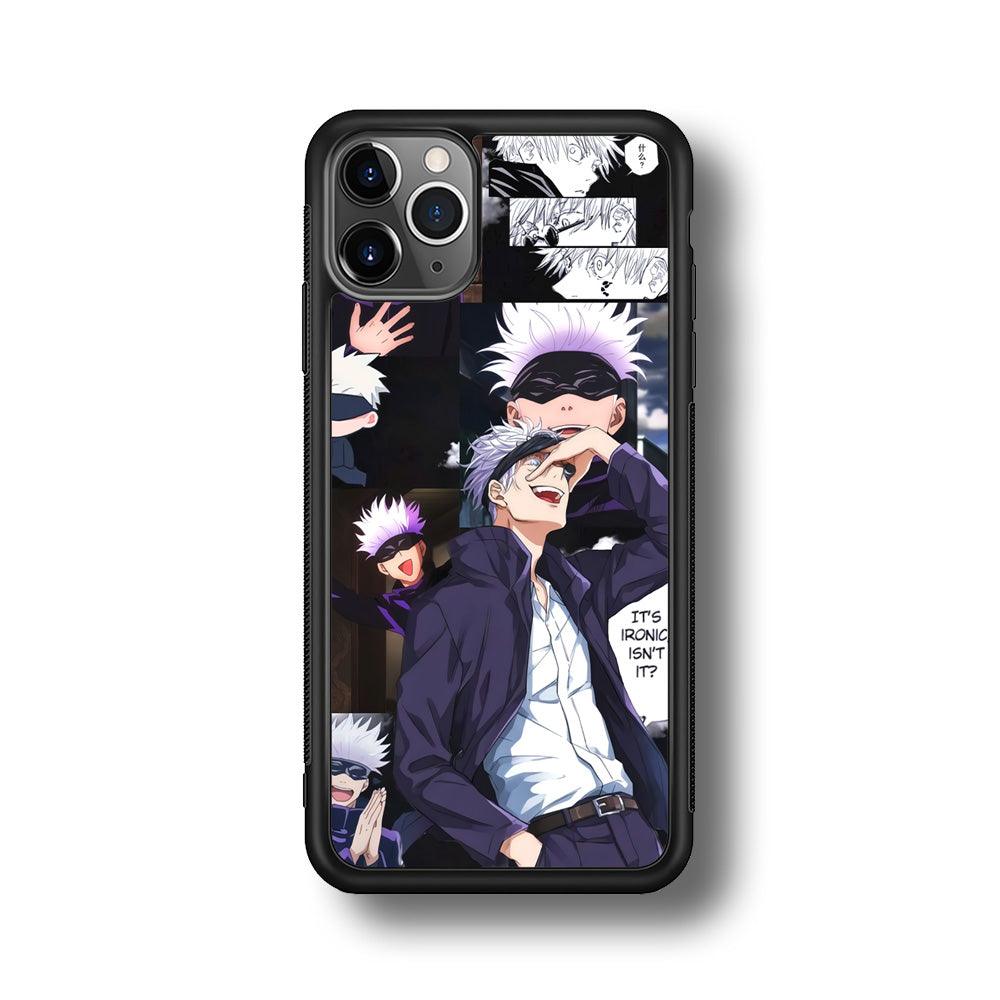 Jujutsu Kaisen Gojo Thinks Ironic iPhone 11 Pro Max Case-Rubber Black (2D Case)-Oxvistore