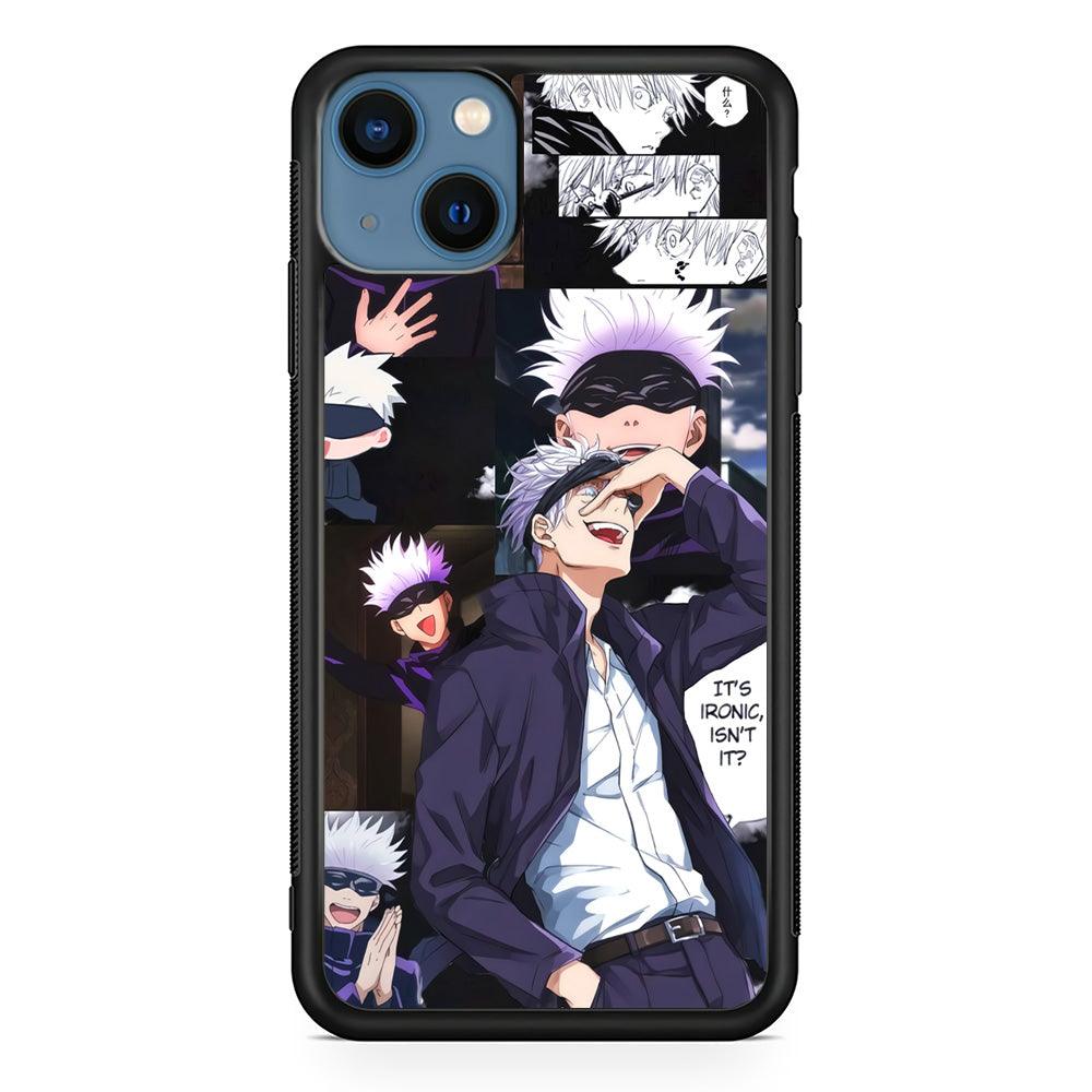 Jujutsu Kaisen Gojo Thinks Ironic iPhone 14 Plus Case-Rubber Black (2D Case)-Oxvistore